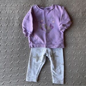 EUC Carter’s Baby Girl Outfit Set, Lavender and Silver, 18 Months
